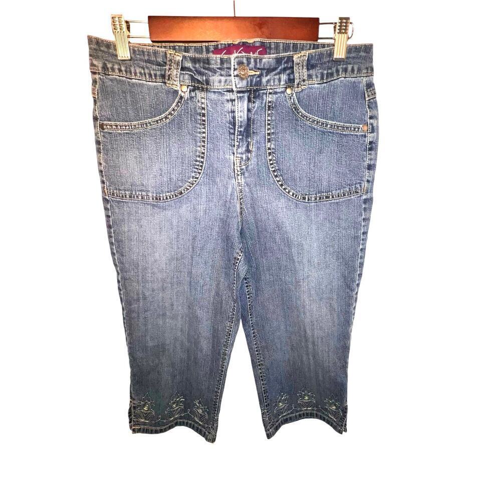 Gloria Vanderbilt Women’s Size 6 embroidered sequin denim capris pant Vintage